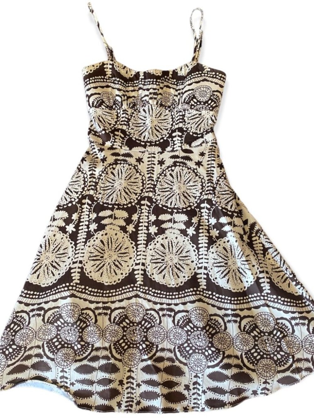 Alyn Paige New York Brown & White Floral Strapless Dress Size 10